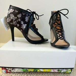Prabal Gurung For Target - Floral Shooties Black Lace Up Heels Size 8